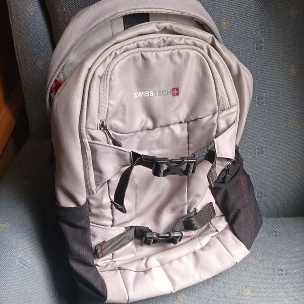 Swiss Tech Men's Backpack in Light Gray and Black